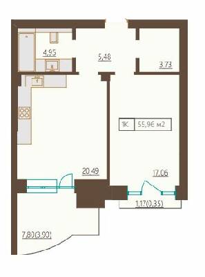 1-кімнатна 55.96 м² в ЖК Французький бульвар, 29б від 73 800 грн/м², Одеса