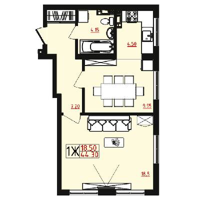 1-кімнатна 44.3 м² в ЖМ Острови від 17 500 грн/м², Одеса