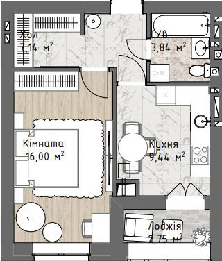 1-кімнатна 39.17 м² в ЖК Чайка Люкс від 20 200 грн/м², Одеса