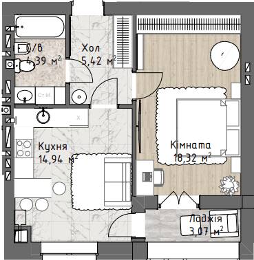 1-кімнатна 46.14 м² в ЖК Чайка Люкс від 20 200 грн/м², Одеса