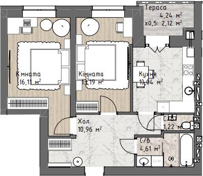 2-кімнатна 58.25 м² в ЖК Чайка Люкс від 20 000 грн/м², Одеса
