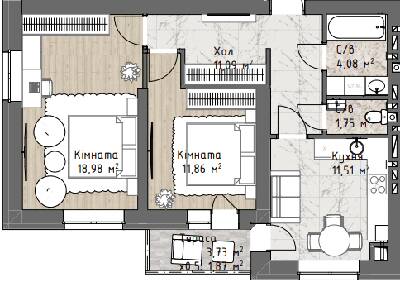 2-кімнатна 61.14 м² в ЖК Чайка Люкс від 20 000 грн/м², Одеса