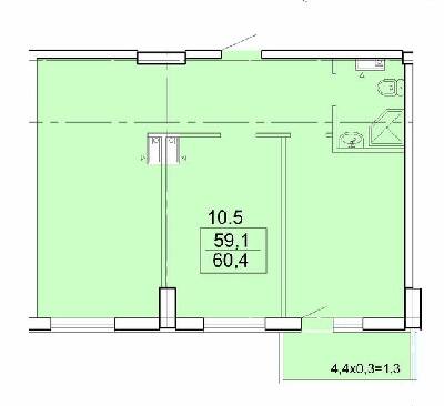 2-кімнатна 60.4 м² в КБ Аполлон на Карантинной від 38 000 грн/м², Одеса