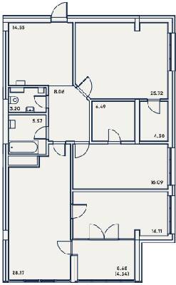 3-кімнатна 133.45 м² в КБ Сапфір від 38 200 грн/м², Одеса
