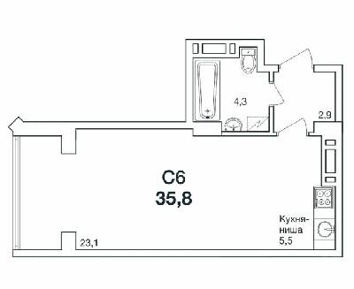 1-кімнатна 35.8 м² в ЖК Нова Європа від 17 800 грн/м², с. Ілічанка