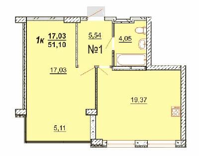 1-кімнатна 51.1 м² в ЖК BRUSSELS від забудовника, с. Крижанівка