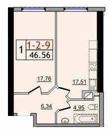 1-кімнатна 45.56 м² в ЖК П'ятдесят четверта перлина від 18 100 грн/м², с. Крижанівка