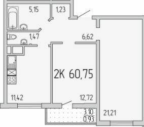 2-кімнатна 60.75 м² в ЖК П'ятдесят сьома Перлина від 21 150 грн/м², Одеса