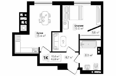 1-комнатная 42.9 м² в ЖК Auroom City от 19 750 грн/м², Львов