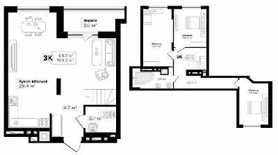 Двухуровневая 109.2 м² в ЖК Auroom City от 22 350 грн/м², Львов