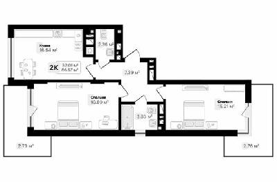 2-комнатная 66.67 м² в ЖК AUROOM SUNRISE от 19 850 грн/м², Львов