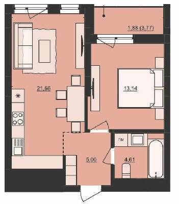 1-комнатная 46.29 м² в ЖК Mill Town от 46 300 грн/м², Львов