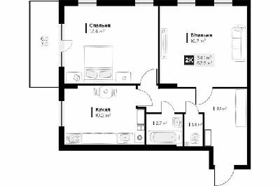 2-комнатная 62.5 м² в ЖК OBRIY3 от 22 400 грн/м², Львов