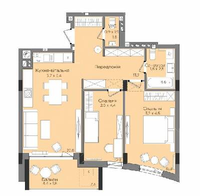 2-комнатная 71.18 м² в ЖК Rubicon Premium от 28 850 грн/м², Львов