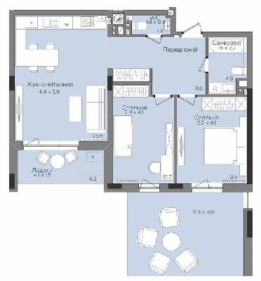 2-комнатная 72.29 м² в ЖК Rubicon Premium от 28 850 грн/м², Львов