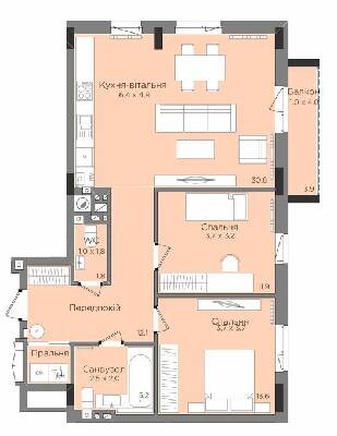 2-комнатная 78.2 м² в ЖК Rubicon Premium от 26 950 грн/м², Львов