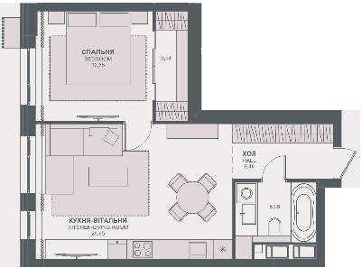 1-кімнатна 52.45 м² в ЖК TRIIINITY від 63 650 грн/м², Київ