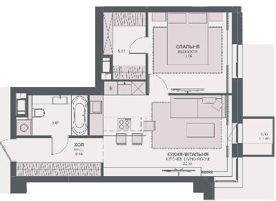 1-кімнатна 52.57 м² в ЖК TRIIINITY від 63 650 грн/м², Київ