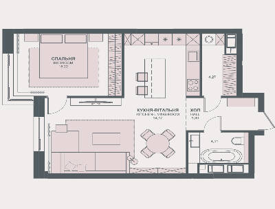 1-кімнатна 63.99 м² в ЖК TRIIINITY від 63 650 грн/м², Київ