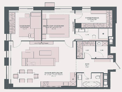 2-комнатная 99.93 м² в ЖК TRIIINITY от 86 000 грн/м², Киев