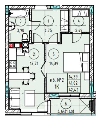 1-комнатная 42.42 м² в ЖК Z40 от 43 100 грн/м², Львов