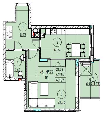 1-комнатная 49.27 м² в ЖК Z40 от 45 200 грн/м², Львов