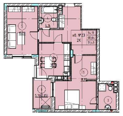 2-комнатная 71.49 м² в ЖК Z40 от 45 200 грн/м², Львов