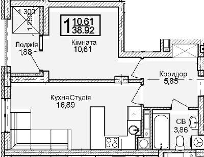 1-кімнатна 38.92 м² в ЖК Леополь Таун від 25 000 грн/м², Львів