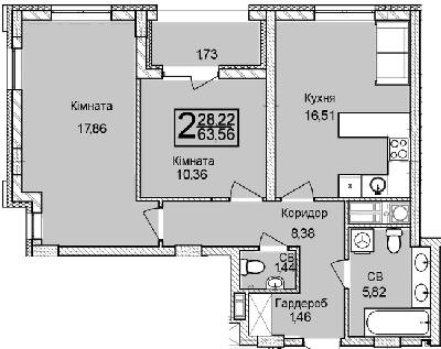 2-комнатная 63.56 м² в ЖК Леополь Таун от 26 000 грн/м², Львов