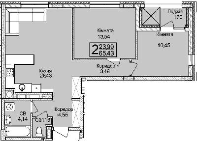 2-комнатная 65.43 м² в ЖК Леополь Таун от 26 000 грн/м², Львов