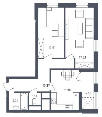 2-комнатная 63.36 м² в ЖК Малоголосківські пагорби от 21 350 грн/м², Львов