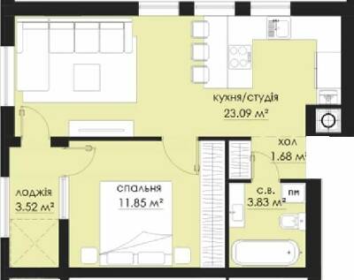 1-комнатная 43.97 м² в ЖК на Стрыйской от 24 050 грн/м², Львов