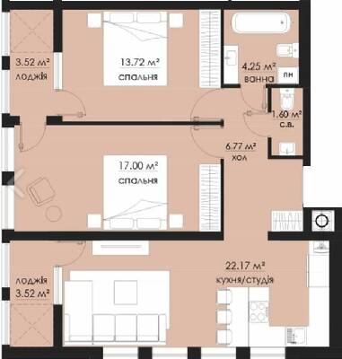 2-комнатная 72.55 м² в ЖК на Стрыйской от 24 550 грн/м², Львов