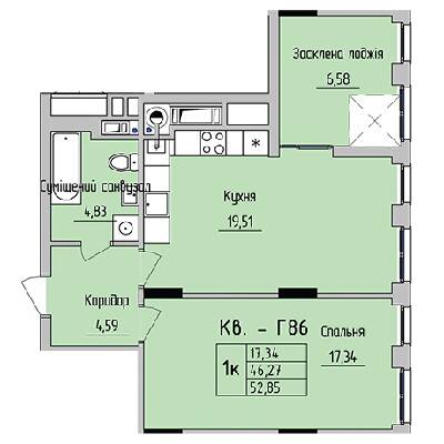 1-кімнатна 52.85 м² в ЖК на вул. Стрийська, 45 від 21 600 грн/м², Львів