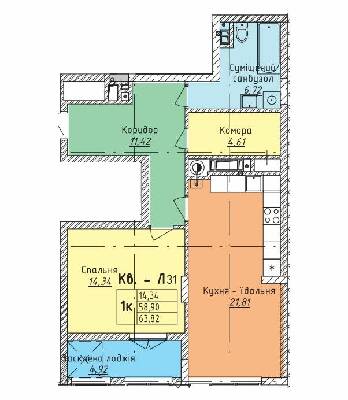 1-кімнатна 63.82 м² в ЖК на вул. Стрийська, 45 від 21 600 грн/м², Львів