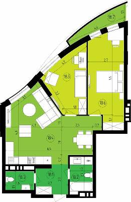 2-кімнатна 74.02 м² в ЖК Парус Smart від 19 500 грн/м², Львів