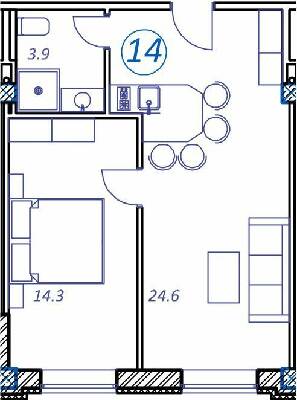 1-кімнатна 42.8 м² в Апарт-готель Европа плюс від 30 000 грн/м², м. Трускавець