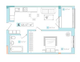 1-комнатная 46.41 м² в ЖК Срибный Дим Комфорт от 25 900 грн/м², г. Трускавец