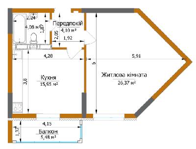 1-кімнатна 52.14 м² в ЖК Eco Dream від 27 540 грн/м², Київ