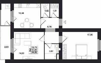 2-комнатная 66.52 м² в ЖК Марлон от застройщика, Львов