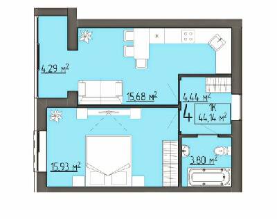 1-кімнатна 44.14 м² в ЖК Бузковий від 16 750 грн/м², м. Винники