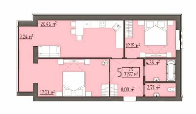 2-кімнатна 71.79 м² в ЖК Бузковий від 17 900 грн/м², м. Винники