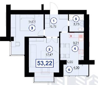 2-кімнатна 53.22 м² в ЖК Квартал Гімназійний 2 від 12 500 грн/м², Івано-Франківськ
