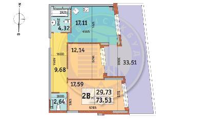 2-кімнатна 73.53 м² в ЖК Італійський квартал від 31 680 грн/м², Київ