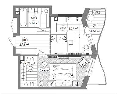 1-кімнатна 48.21 м² в ЖК Creator City від 42 784 грн/м², Київ