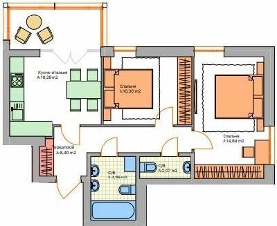 2-кімнатна 58.84 м² в ЖК Еталон від 22 000 грн/м², м. Ірпінь
