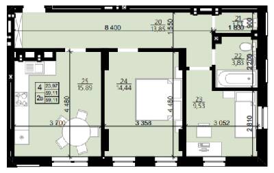 2-комнатная 59.11 м² в ЖК Свитанок от 26 550 грн/м², Львов