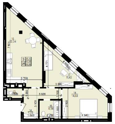 2-комнатная 62.22 м² в ЖК Свитанок от 26 550 грн/м², Львов