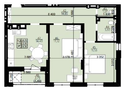 2-комнатная 64.84 м² в ЖК Свитанок от 26 550 грн/м², Львов