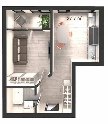 1-комнатная 37.7 м² в ЖК Вертикаль от 20 500 грн/м², Днепр